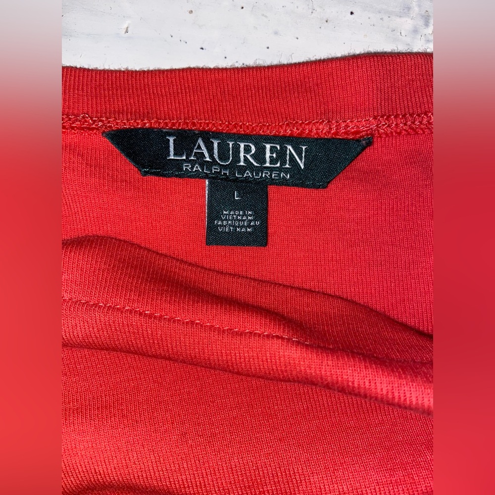 Lauren‎ Ralph Lauren Boat-Neck Stretch T-Shirt, Deco Coral, Size Large-EUC - Picture 6 of 7